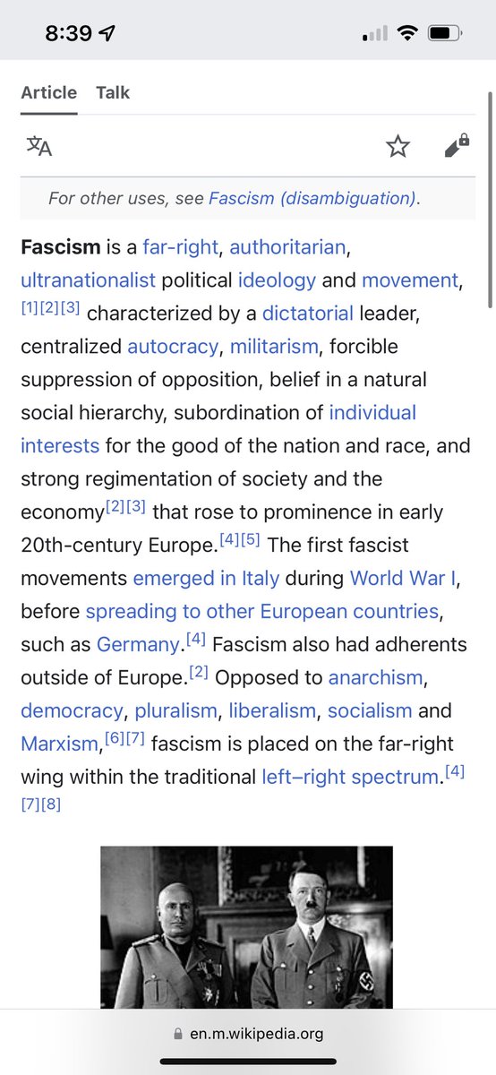 RyanHol07876483's tweet photo. @cajbrejtfus @joncoopertweets It is true, though.
They check so many boxes of fascism that it isn’t just a comparison anymore. https://t.co/hL6izELCSY