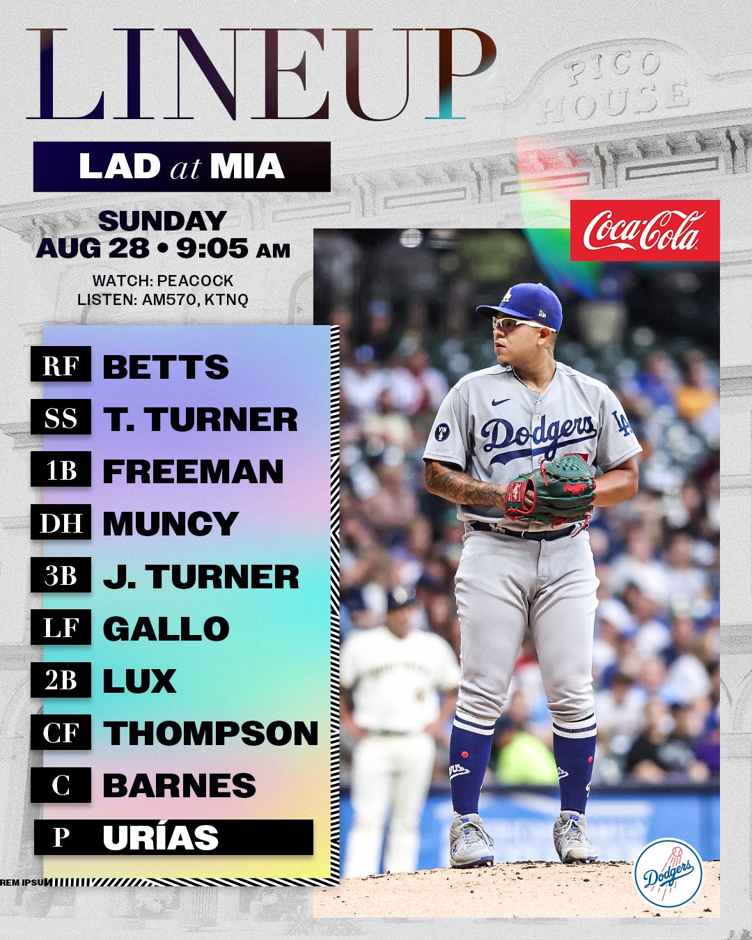 Los Angeles Dodgers on Twitter "Today’s Dodgers lineup at Marlins