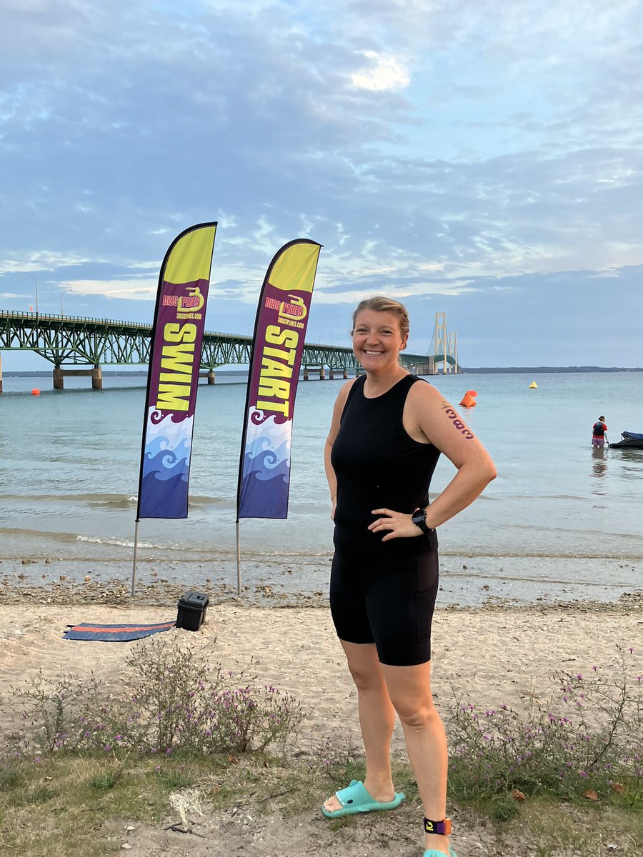 TannerLovesTRo's tweet photo. Today I raced under the Mighty Mac! The swim was tough, but I made up ground on the bike. Pleased to get 3rd place overall in a small sprint field.๐ฅ#RaceTheStraits #PureMichigan #TriHard https://t.co/ckvPiEkTpW