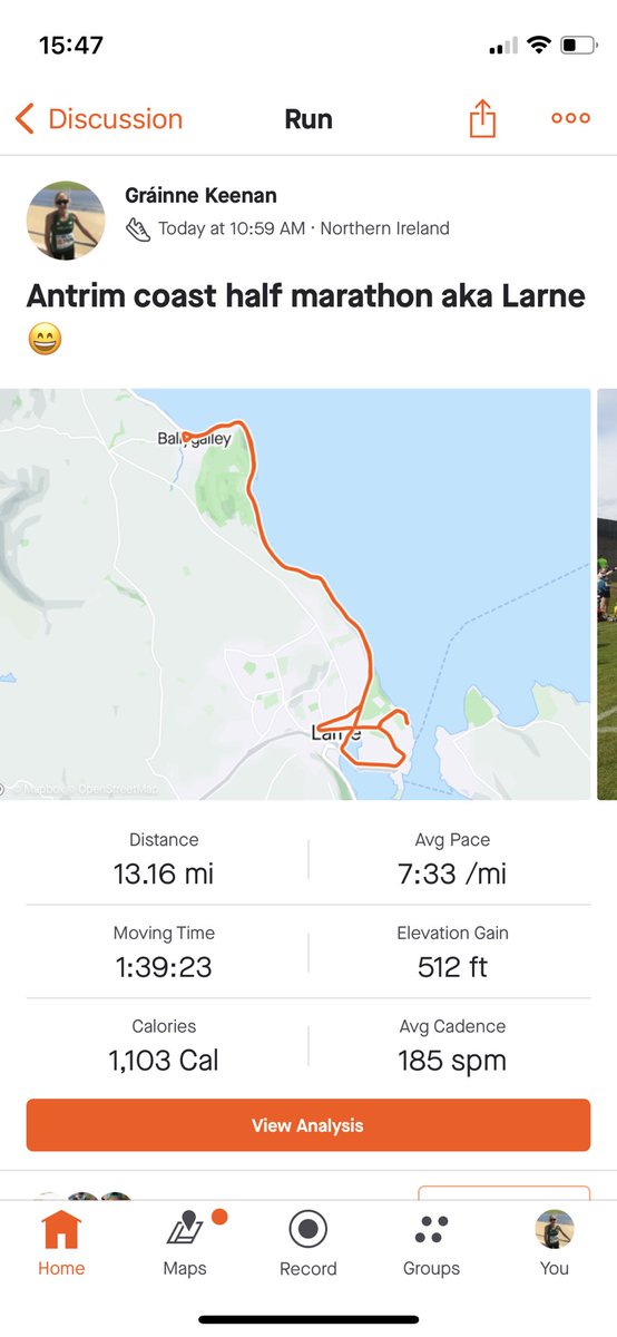 Day 28 #WeActiveChallenge2022 
Antrim Coast Half Marathon 1:39 😀