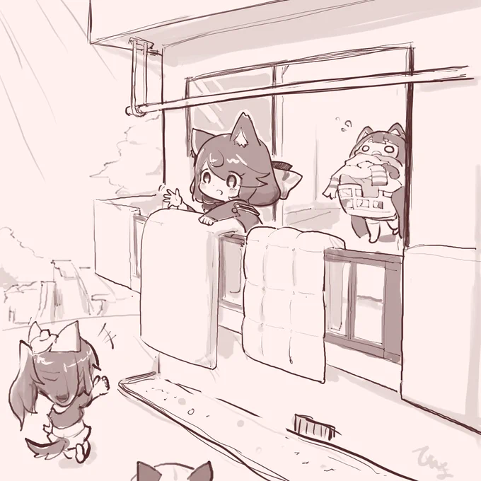 #アズールレーン #AzurLane 
「扶桑さーん!出撃行ってきまーす!」 