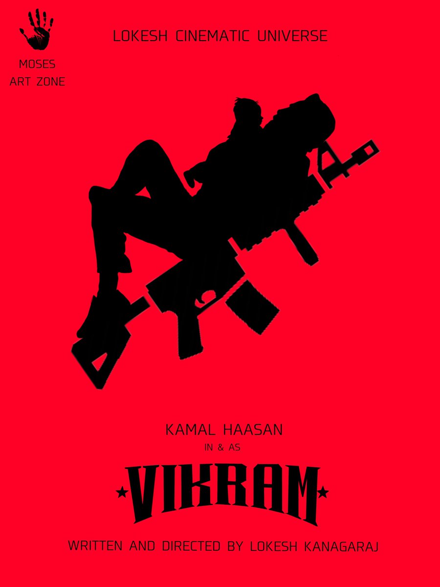 MosesSolo_Tweet's tweet photo. New try... Minimalistic poster of Vikram movie❤️😎 Big fan of your work sir!!! @Dir_Lokesh @anirudhofficial @ikamalhaasan @VijaySethuOffl #lcu #LokeshKanakaraj #Vikram #Lokesh #AnirudhRavichander #VijaySethupathi #FahadFazil #KamalHassan #TamilCinema https://t.co/s5ufXXxrFR