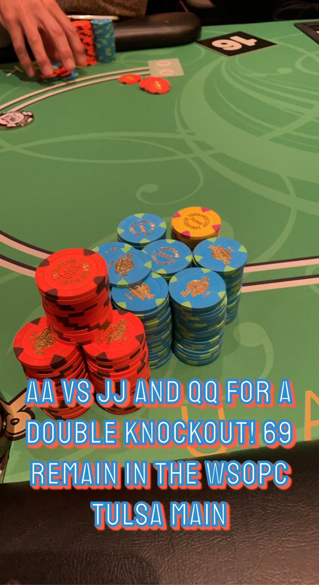 Probably chip leader in the WSOP Circuit Tulsa ME! #RUNGOOD