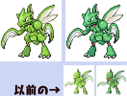 定期更新 #ポケモン #ドット絵 、703目は #ストライク を描きなおし。第三世代ではかなりのレアポケモン。#pokemon #pixelart 