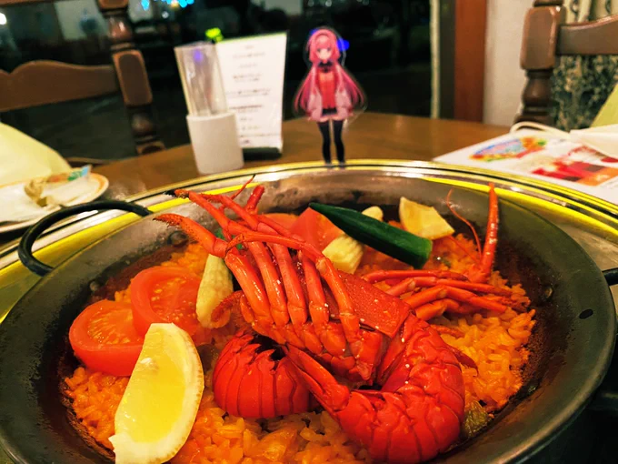 志摩スペイン村ホテル魚介出ぇの〜イベリコ豚出ぇのお〜伊勢海老のパエリアも…ある…最高でした…。 