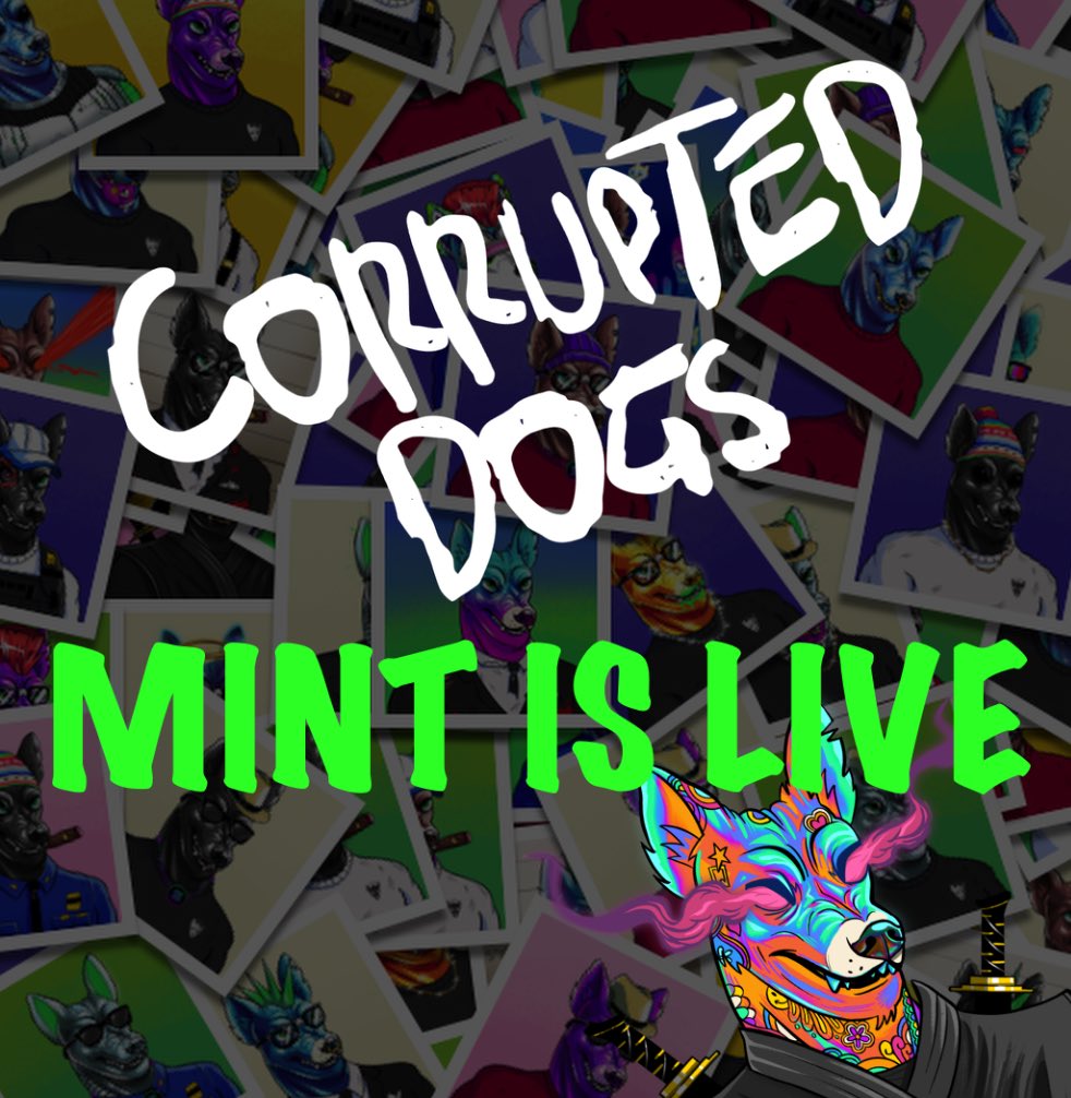 CorruptedDogs's tweet photo. WL MINT IS LIVE!!!
Public in 3 hours

https://t.co/YNHJbJhqrn

We have also been doxxed by Alder Mages https://t.co/p4M5hZp5k9