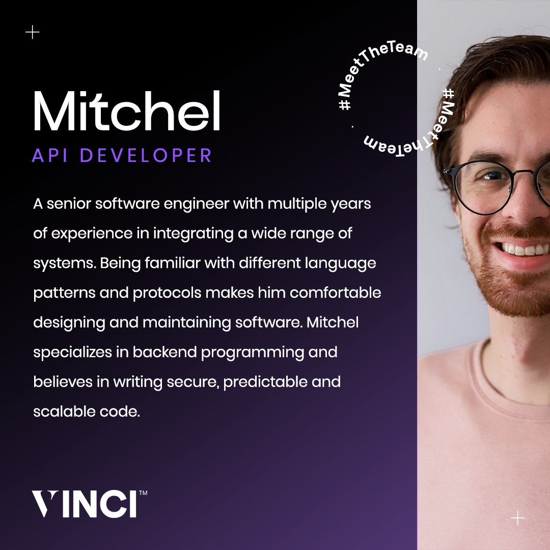 byvinci_io's tweet photo. Meet the team: Mitchel 🔷

#MeetTheTeam #VINCI #VINCINFT https://t.co/ITrIfAw2wi