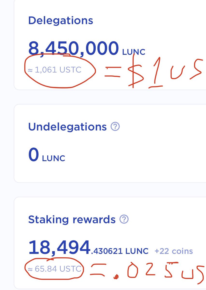 Stock_Sloth's tweet photo. There is a very big inconsistency on Terra Station which makes rewards misleading. They use USTC but representing different values, $1 and ~.025. #lunc #LUNACLASSIC #LuncStaking https://t.co/wycDUIA0wR