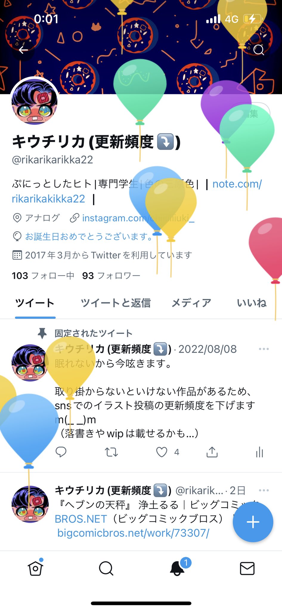 キウチリカ 更新頻度 Rikarikarikka22 Twitter