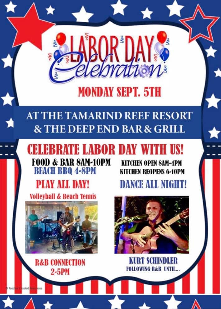 newdeepend's tweet photo. We are ROCKIN OUT MONDAY 9/5 LABOR DAY  at The Deep End Bar &amp; Grill! Offering a great STAY-CATION rate for locals only $199 a room at Tamarind Reef Resort! Call 340 718-4455 to book a room! Another EPIC ALL DAY AND ALL NIGHT BEACH &amp; DANCE PARTY CELEBRATING LABOR DAY! 340 728-7072 https://t.co/RFVQTR55Lp
