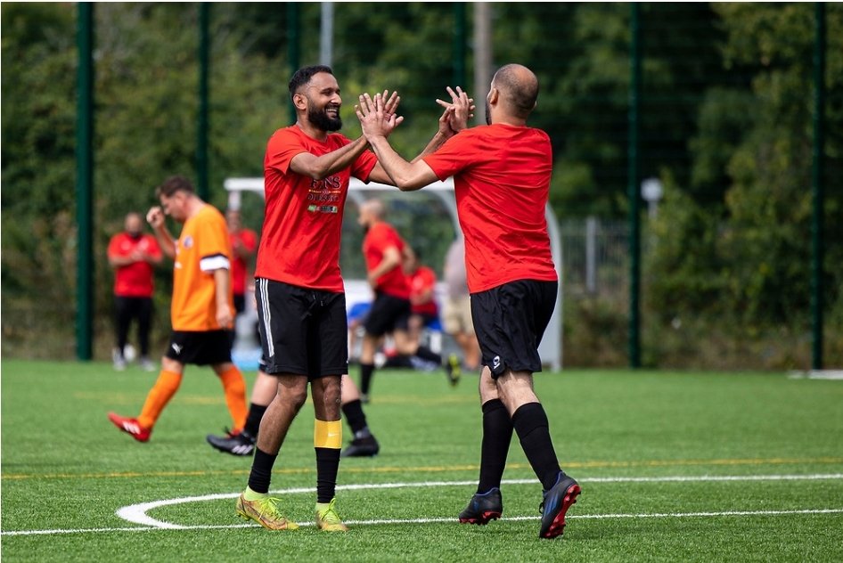 AmarCymru's tweet photo. A match for mental and physical wellbeing. Promoting healthier life styles and socialising through football. Big shout out to @AnwarU01 @WeAreTheFSA for supporting the cause. #Football4All #MentalHealthAwareness https://t.co/tASrjqZuhf