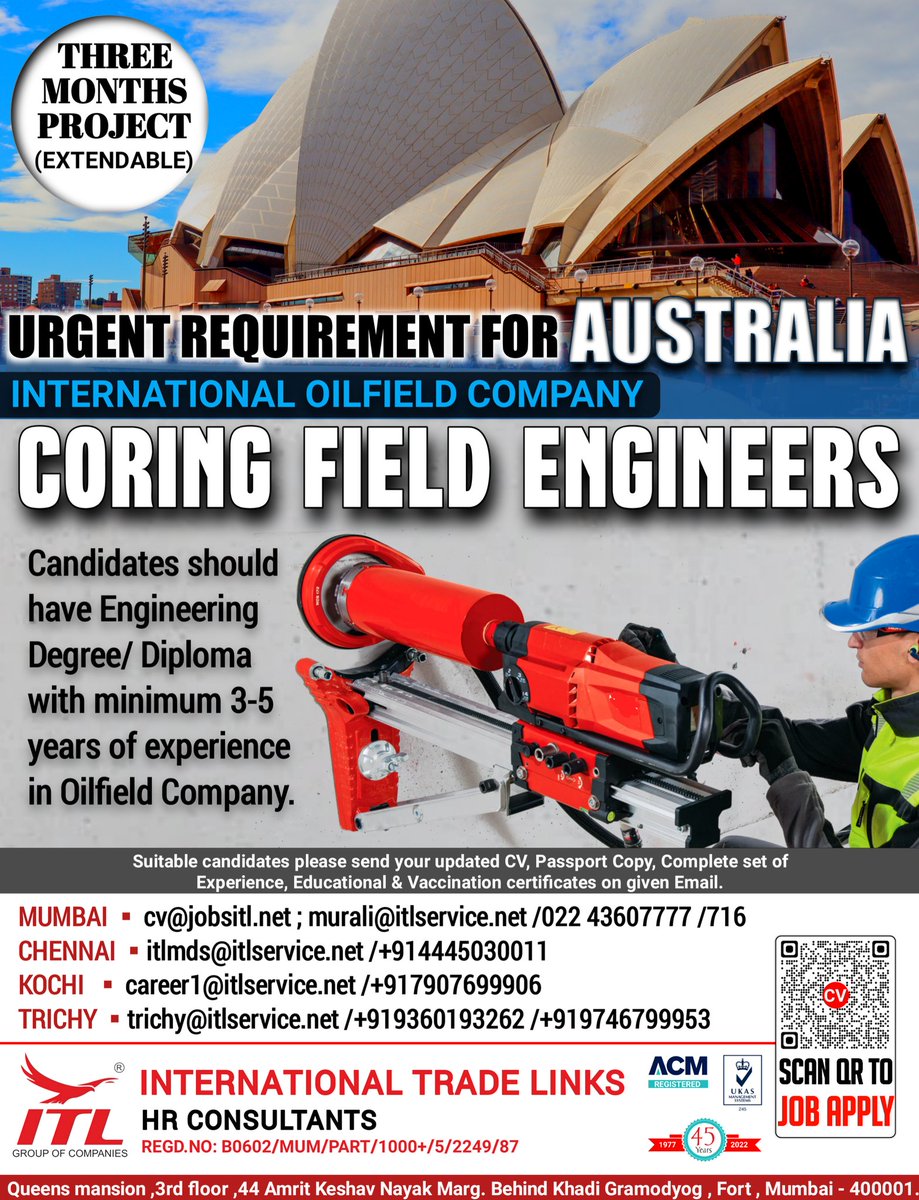 ItlJobs's tweet photo. JOB VACANCY FOR #australia
CLICK ON LINK TO APPLY JOB > https://t.co/t4H7Iy9eMZ
Learn more: https://t.co/Q5kFvS2GPq
Learn more #coring #fieldengineer #coringmachine #oilfield #australia #australiajobs #abroadjobs #jobalert #jobhiring #jobforyou #jobhunt #career #2022hiring https://t.co/npWaHOf5El