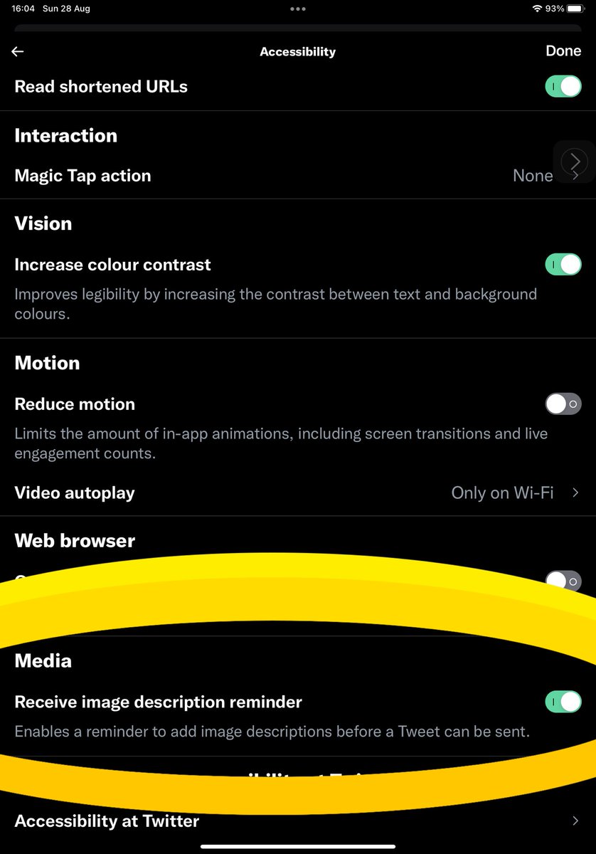 MxSydKing's tweet image. Twitter has a handy new feature where they send you reminders to include image descriptions on your posts with images! It came up on my timeline and took me straight there but it’s under the Accessibility settings. #neisvoid #accessibility #imagedescriptions