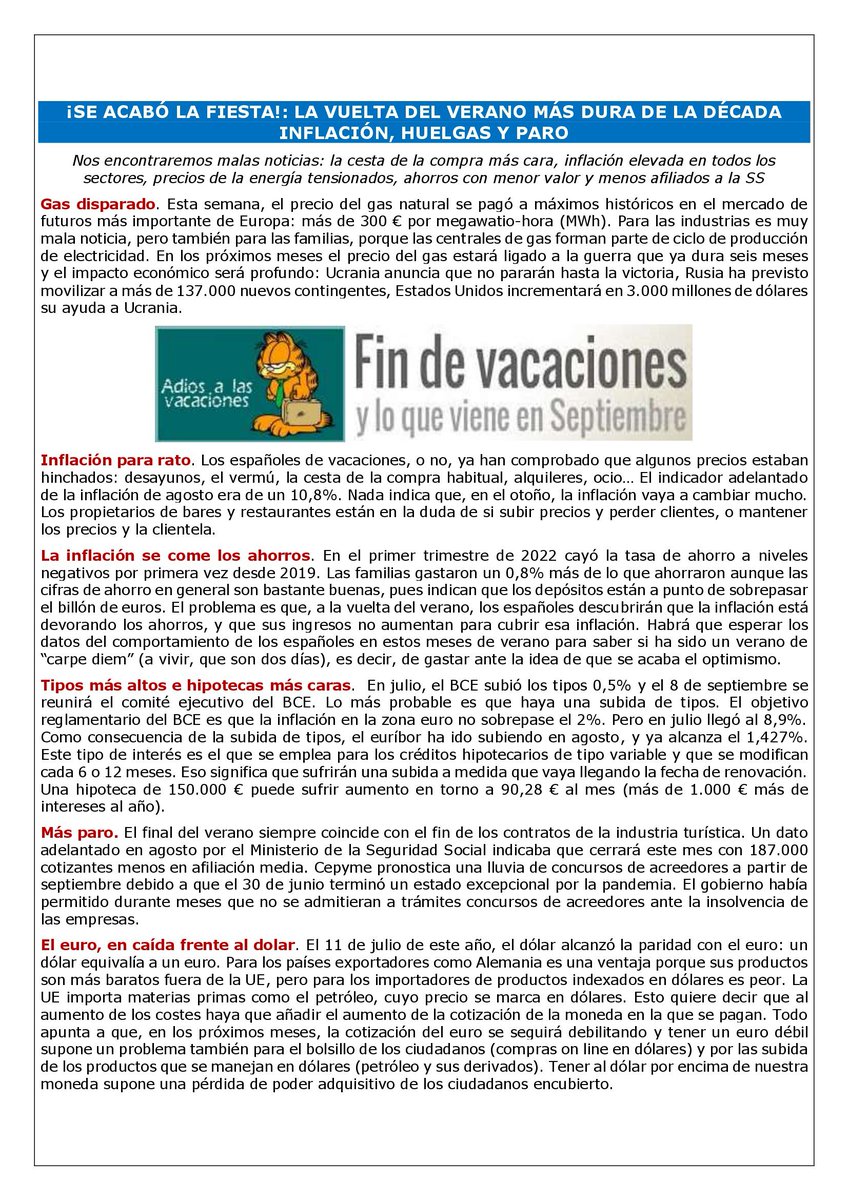 ¡SE ACABÓ LA FIESTA!: LA VUELTA DEL VERANO MÁS DURA DE LA DÉCADA INFLACIÓN, HUELGAS Y PARO - VERANO 2022 - laboralpensiones.com/se-acabo-la-fi…