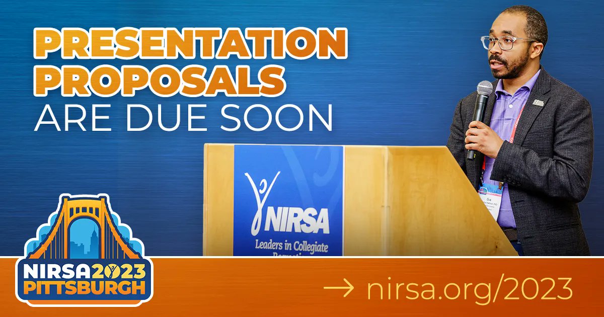 NIRSAlive's tweet photo. The deadline to submit a presentation proposal for the 2023 NIRSA Annual Conference &amp; Campus Rec and Wellness Expo has been extended to Wednesday, August 31! Submit your proposal today! #NIRSA2023 https://t.co/p86GdHU9hD https://t.co/jPdfVCfejp