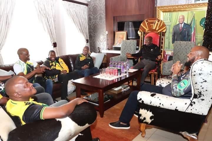 AdvoBarryRoux's tweet photo. Newly elected ANC KZN leadership visiting Former President Jacob Zuma in Nkhadla today. https://t.co/RVsqyOg8Nf