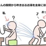 これは嫌…おっさんのある部分を通過して自分にかかるシャワーw