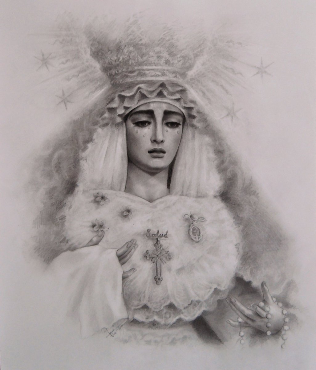 #LaRecogía | Nuestra Señora de la Salud, de la <a href="/HdadSanGonzalo/">Hermandad de San Gonzalo</a>, según el arte de <a href="/GilperezArte/">GilPerez.Arte</a>, empleando una técnica mixta sobre papel entintado