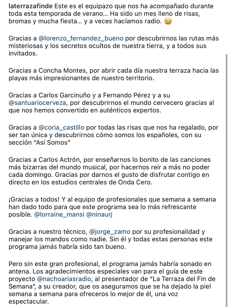 Estos son los agradecimientos oficiales que queremos haceros llegar. 

Y… cómo no, ¡gracias una vez más a ustedes, terraceros! Os merecéis un pin o algo por aguantarnos durante toda esta temporada… 

¡Hasta la próxima!