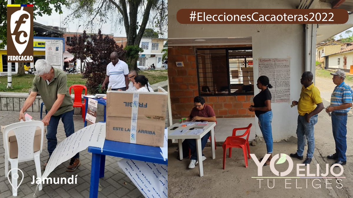 fedecacao's tweet photo. Continuamos con nuestro proceso electoral desde Tibú, Jamundí, La Rivera y  Gigante.
Importante participación de los cacaocultores en las presentes 
 #EleccionesCacaoteras2022
#FelizDomingo #Cacao #CacaoColombiano #Chocolate #Colombia #Ilovecacao #Bogota #AmorPorElCacao https://t.co/AofR0rZ8JT