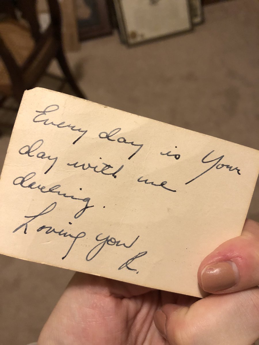 Quick trip to visit my Mom, and found this. My Grandpa was an ophthalmologist. My Grandma took one of his appointment cards and wrote that he had an appointment with her for life. And he saved it until he passed. And then my Dad kept it and saved it until he passed. 🥹❤️