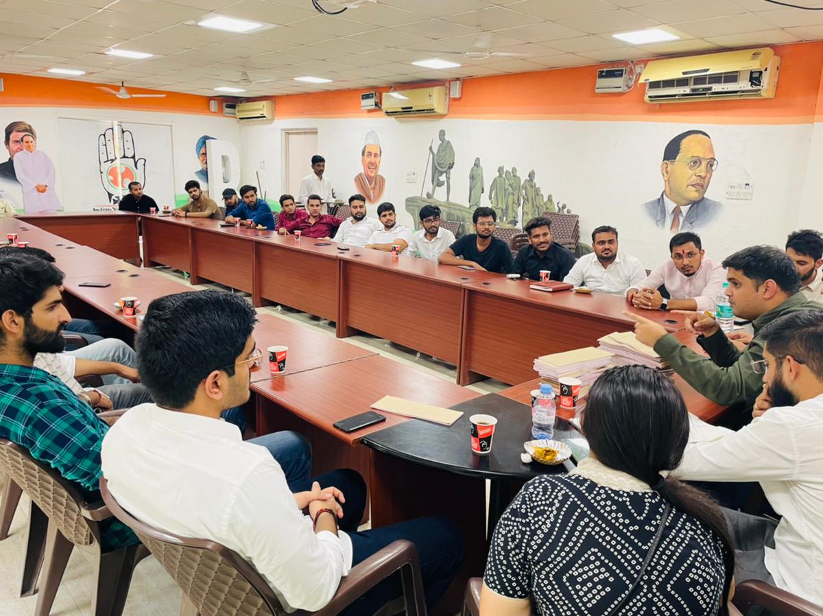 Neerajkundan's tweet photo. Presided the State Executive Meeting of NSUI Delhi ahead of 'Mehangai Par Halla Bol Rally', which is going to be held on 4th September.

Key points related to the Rally were discussed at length. https://t.co/tJO1sKKi0H