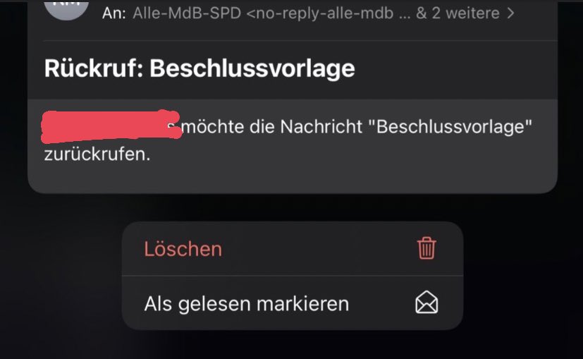 Ups. Versehentlich die Beschlussvorlage zur Klausurtagung des Fraktionsvorstandes (an alle MdB-Wahlkreisbüros) verschickt. Die Rückholaktion hat nur noch so semi funktioniert. Uns liegt sie nun vor ☺️
