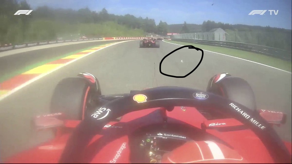 FanaticsFerrari's tweet photo. Photos from lap 1 of Max removing his tear off, and Charles right behind… https://t.co/qtMN6YLFd2