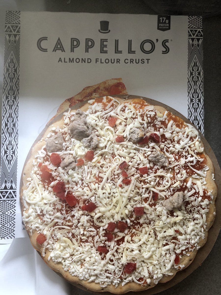 Pitiful excuse for a sausage pizza:   #Cappello’s Italian Sausage from #WholeFoods: a few droppings, none on half of the pizza