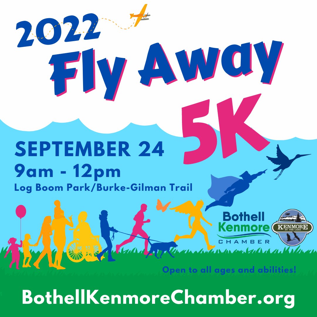 BothKenChamber's tweet photo. NEWS! We're racing/walking in person this year at the newly renovated beachfront Log Boom Park in #Kenmorewa!
Register Here https://t.co/iYwgWfa3Cp
Wear your goofy outfits (all things flying related) &amp; join this in-person family-friendly event for all ages &amp; abilities.
#Seattle https://t.co/Gf8xp2u3j2