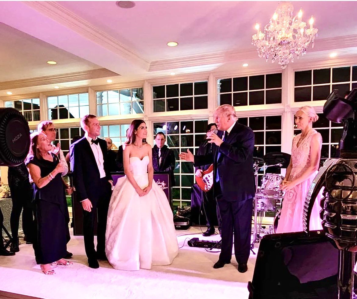 RonFilipkowski's tweet photo. These people were trying to have a nice wedding at a country club and the grumpy owner crashes it rambling about how he lost an election two years ago and how the FBI stole his love letters from a Korean dictator. https://t.co/10MuZNwjWS