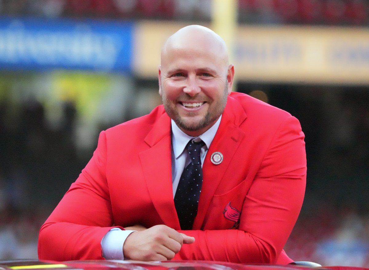Former St. Louis Cardinals outfielder and newest member of the St. Louis Cardinals Hall of Fame Class of 2022 Matt Holliday, at Busch Stadium in St. Louis on Saturday, August 27, 2022.    Photo by Bill Greenblatt/UPI