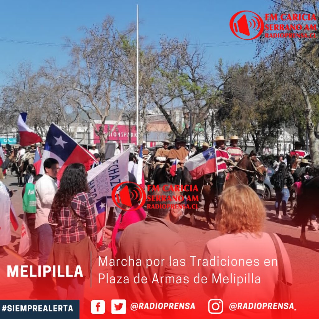 RadioPrensa's tweet photo. 🔴 #SiempreAlerta 
A esta hora en Plaza de Armas de #Melipilla se realiza una nueva Marcha por las Tradiciones. https://t.co/WJYCaPclzv