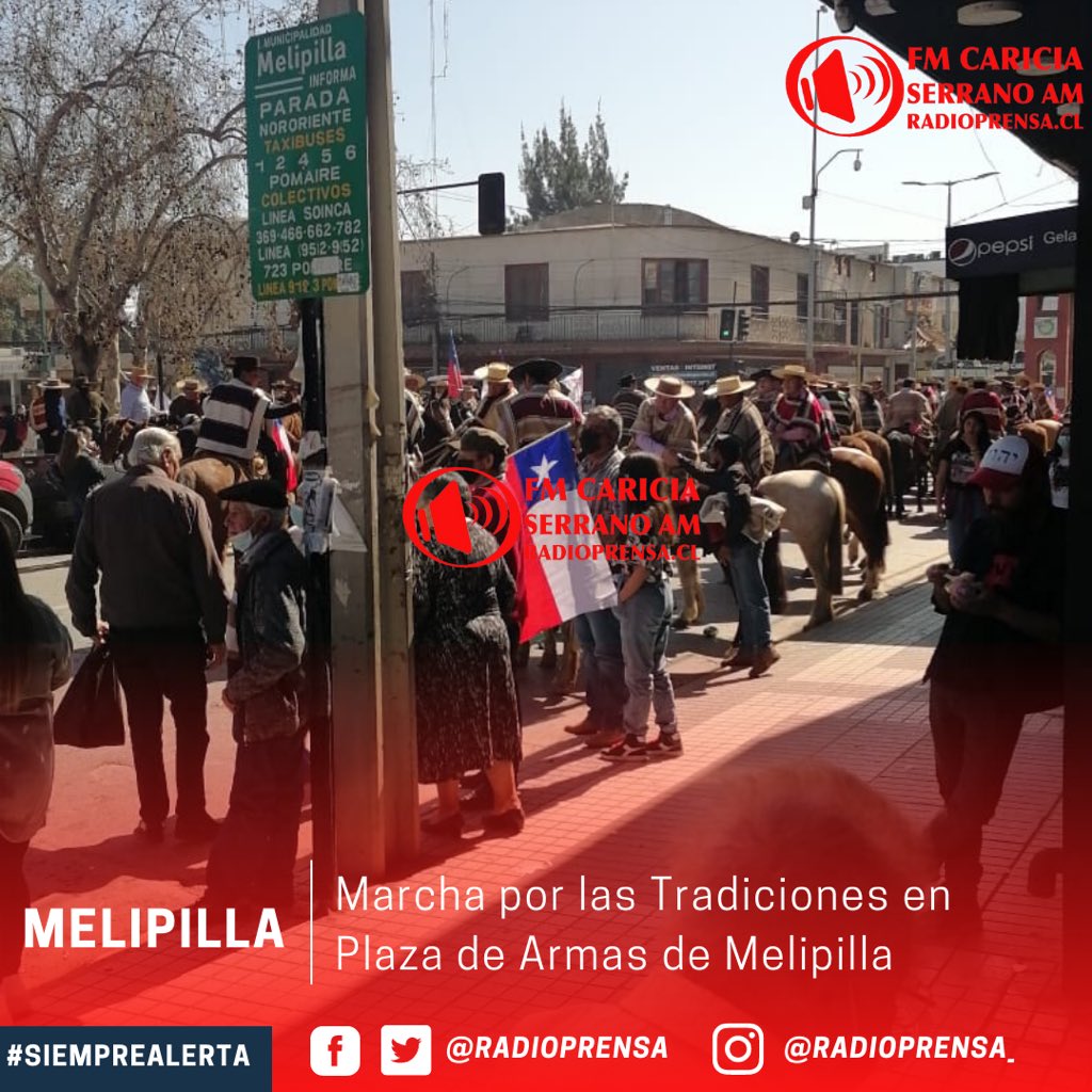 RadioPrensa's tweet photo. 🔴 #SiempreAlerta 
A esta hora en Plaza de Armas de #Melipilla se realiza una nueva Marcha por las Tradiciones. https://t.co/WJYCaPclzv