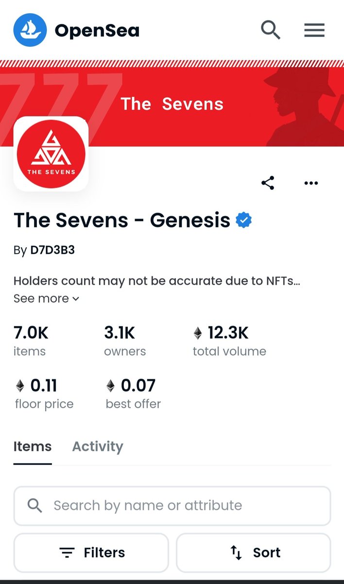 javiernasser's tweet photo. In the midst of a nft bear trend and eth dumping, @thesevens_7 keeps climbing up. Started the day at .077 and now sitting at a very thin .11eth floor. Dont fade the sevens... HUGE thibgs comming https://t.co/NBkHdfiyMx