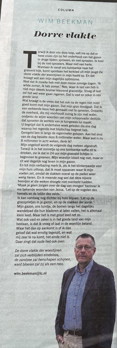 Column van Wim Beekman in de Leeuwarder Courant