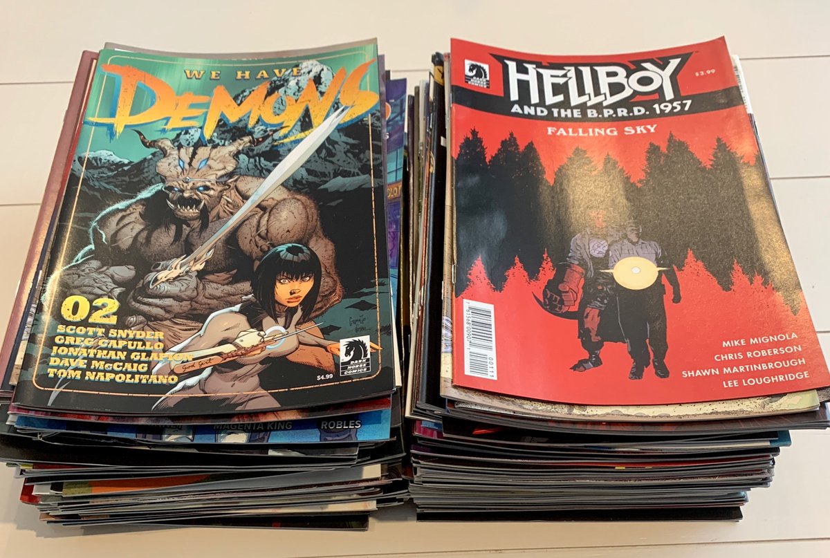 Whoa. Just received this ridiculously generous care package from @DarkHorseComics. Thanks for the nice surprise! Looking forward to reading this mountain of comics.