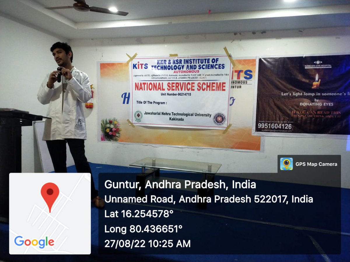 APSTATENSSCELL's tweet photo. NSS Unit of KiTS,Guntur conducted 
 Eye Donation Awareness Program 
in association with Sankar Eye Hospital, Guntur on 27-08-2022.

#NSS Unit-KITS
#APSTATENSSCELL
#_NSS India https://t.co/U9yuVIULEJ