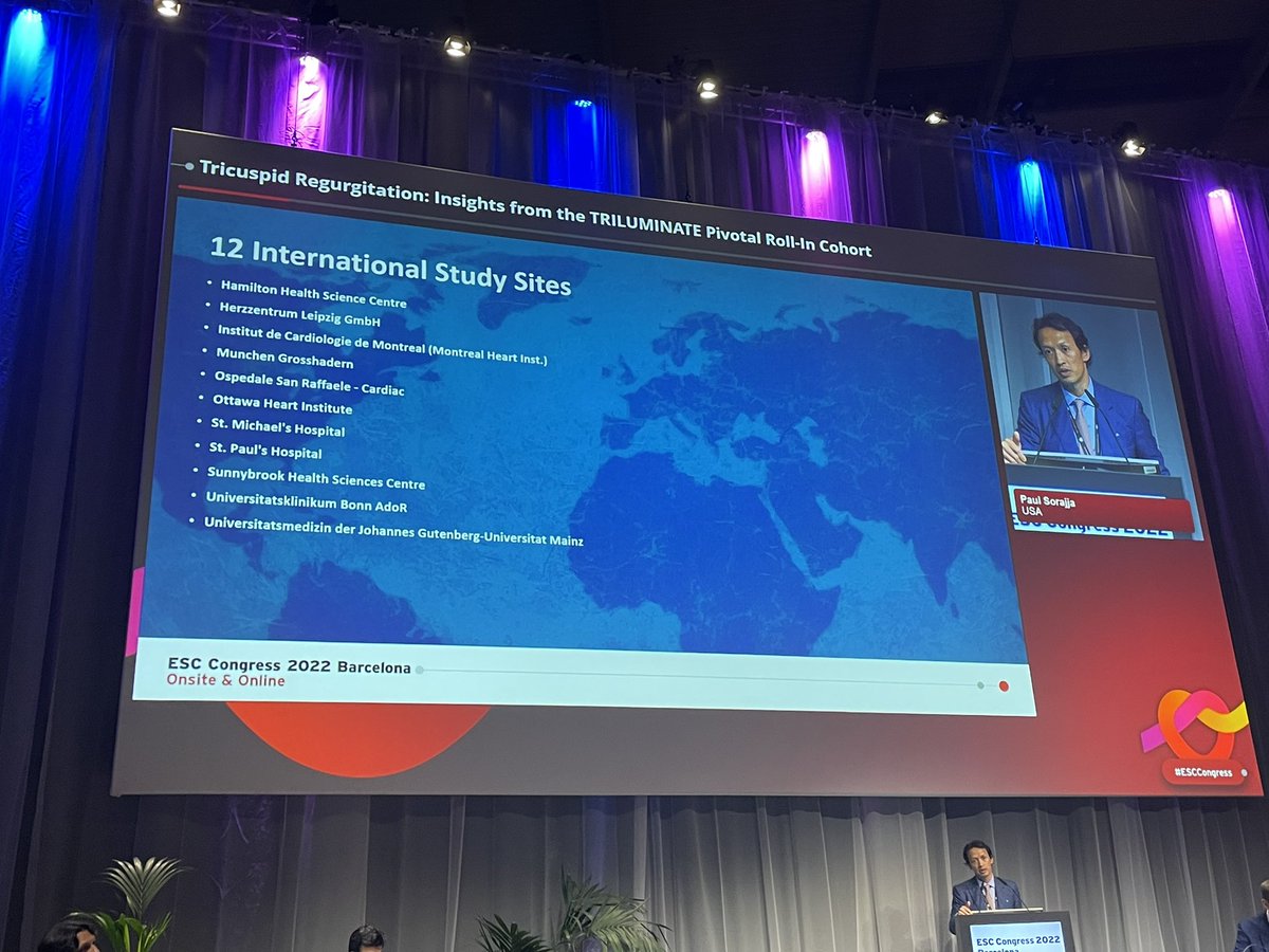 <a href="/psorajja/">Paul</a> delivers at #esc2022 the 1st glimpse of the TRILUMINATE Pivotal Roll-in pts - 67 sites worldwide using TriClip, none G4 and no/minimal prior site experience. 1/4 <a href="/MHIF_Heart/">Minneapolis Heart Institute Foundation</a> <a href="/AbbottHospital/">Abbott Northwestern</a> <a href="/AbbottCardio/">Abbott Cardiovascular</a> <a href="/hahn_rt/">RTHahnMD</a> <a href="/HamidNadira/">Nadira Hamid</a> <a href="/azeemlatib/">Azeem Latib</a> <a href="/vonBardelebenRS/">Univ.-Prof. Dr. Ralph Stephan von Bardeleben</a> <a href="/drmaisano/">francesco maisano</a>