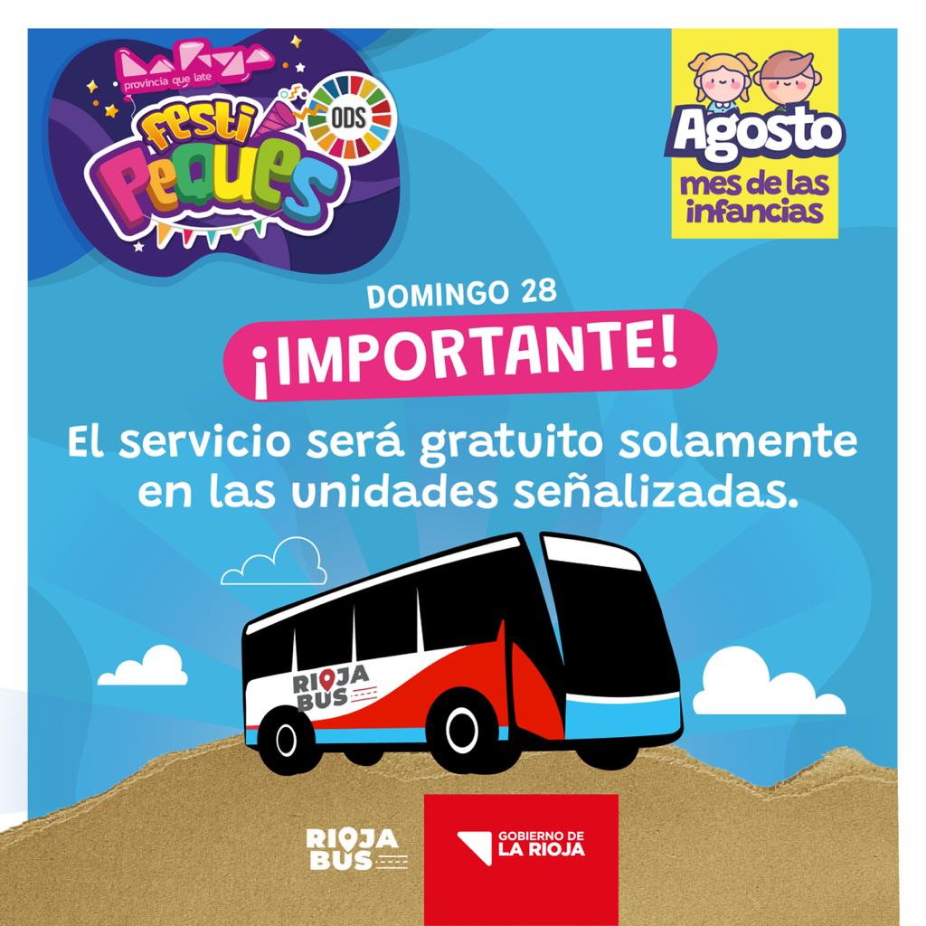 festipeques's tweet photo. 📣 ¡𝘼𝙏𝙀𝙉𝘾𝙄Ó𝙉!
@rioja_bus te lleva GRATIS al Parque de la Ciudad para disfrutar Festipeques. 
➡️ Tenes que tomar la unidades señalizadas para el servicio gratuito. 
➡️ Todas las líneas tienen unidades que van al Parque
➡️ Desde las 13hs (ida)// A partir de las 18hs (vuelta) https://t.co/AYIxvyD5Su