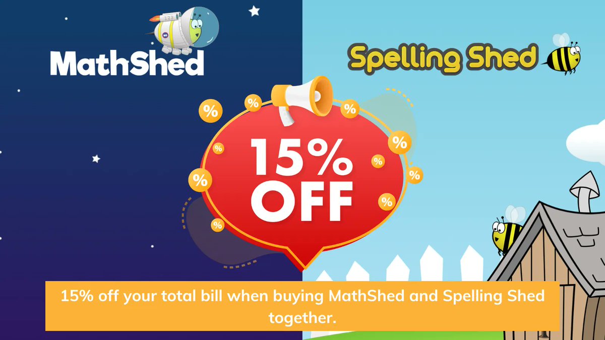 🤩 Get 15% off your total bill when buying MathShed and Spelling Shed together. 🙌 👉 mathshed.com/en-gb/ 👉spellingshed.com/en-gb/ #scienceofspelling #masterymaths #maths #spelling #mathsresources #spellingresources #scienceofreading #teachertwitter #edutwitter