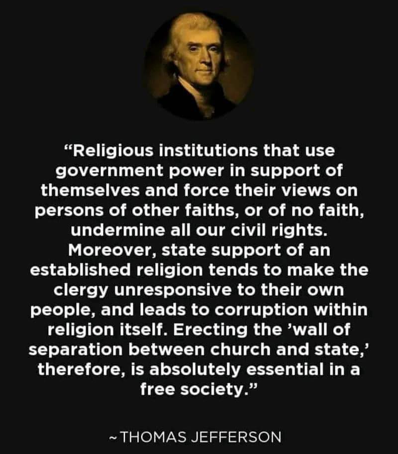 Melinda15858273's tweet photo. @RepBoebert @RepMTG The two of you need to #BecomeWoke. You both need to pick up a history book. No, our forefathers did not support  #ChristianNationalism. Check into why we left England to create United States of America.  #ThoseWhoDoNotLearnHistoryAreDoomedToRepeatIt https://t.co/eqRL8ove1T