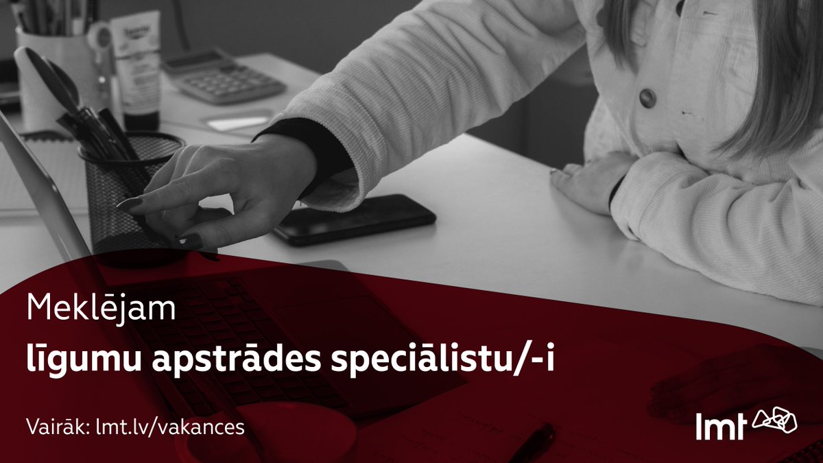 mansLMT's tweet image. #TeIrDarbs
Meklējam līgumu apstrādes speciālistu/-i!
Ja esi precīzs un atbildīgs, kā arī proti strādāt ar datoru un biroja programmatūru (MS Word, Excel), pievienojies LMT!
Tev uzticēsim veikt pakalpojumu pārdošanas dokumentu kontroli un apstrādi.
Vairāk: ej.uz/darbsLMT