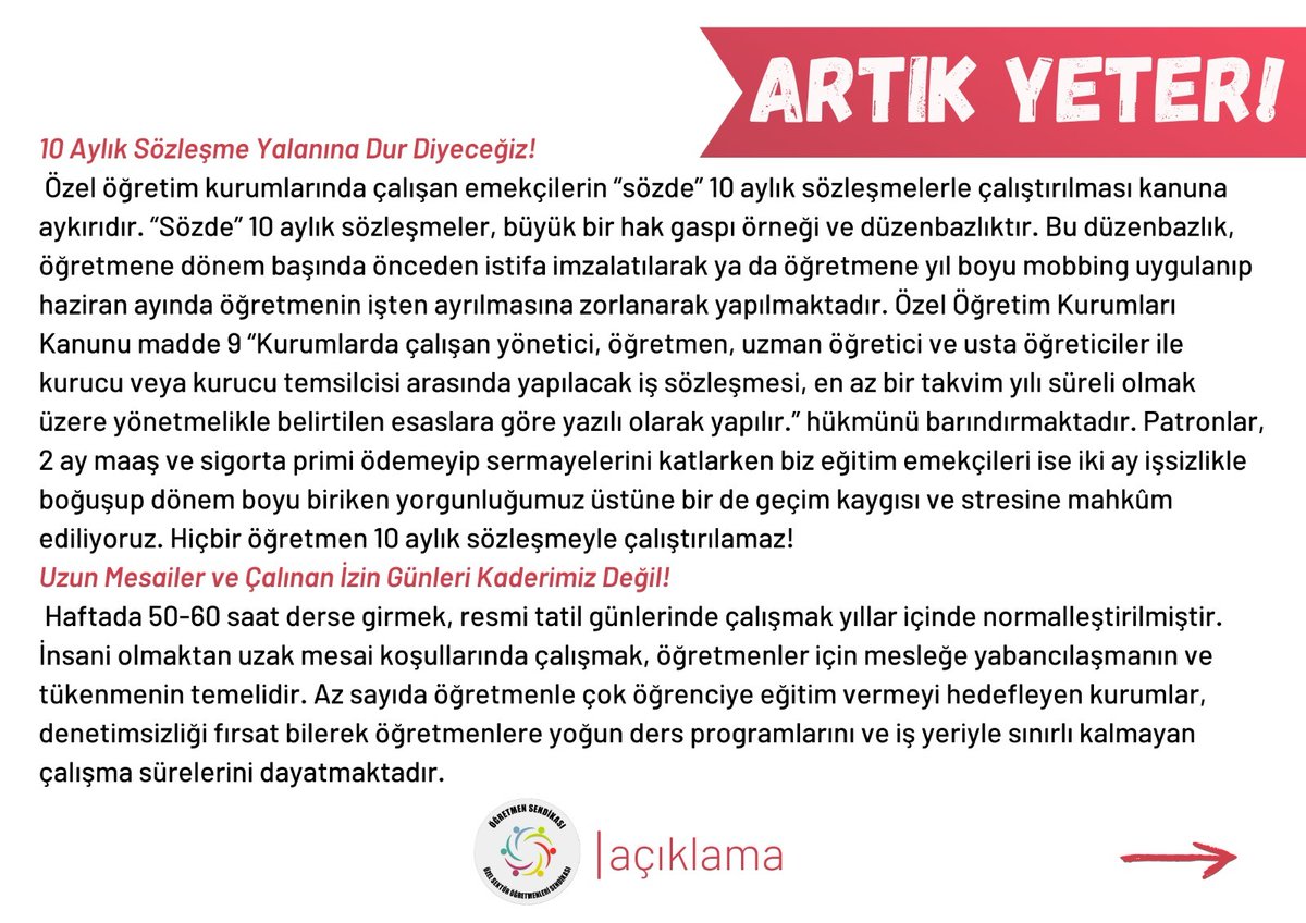 ogretmensendika's tweet photo. Sorunlarımız ancak öğretmenlerin dayanışması ve kararlılığı ile çözülebilir. Sendikamızın kazanımları ve büyüyen mücadelemiz bunun kanıtıdır. Hak verilmez alınır! #ÖzelSektörÖğretmenleriAnkaraya https://t.co/VAtryhKhzU