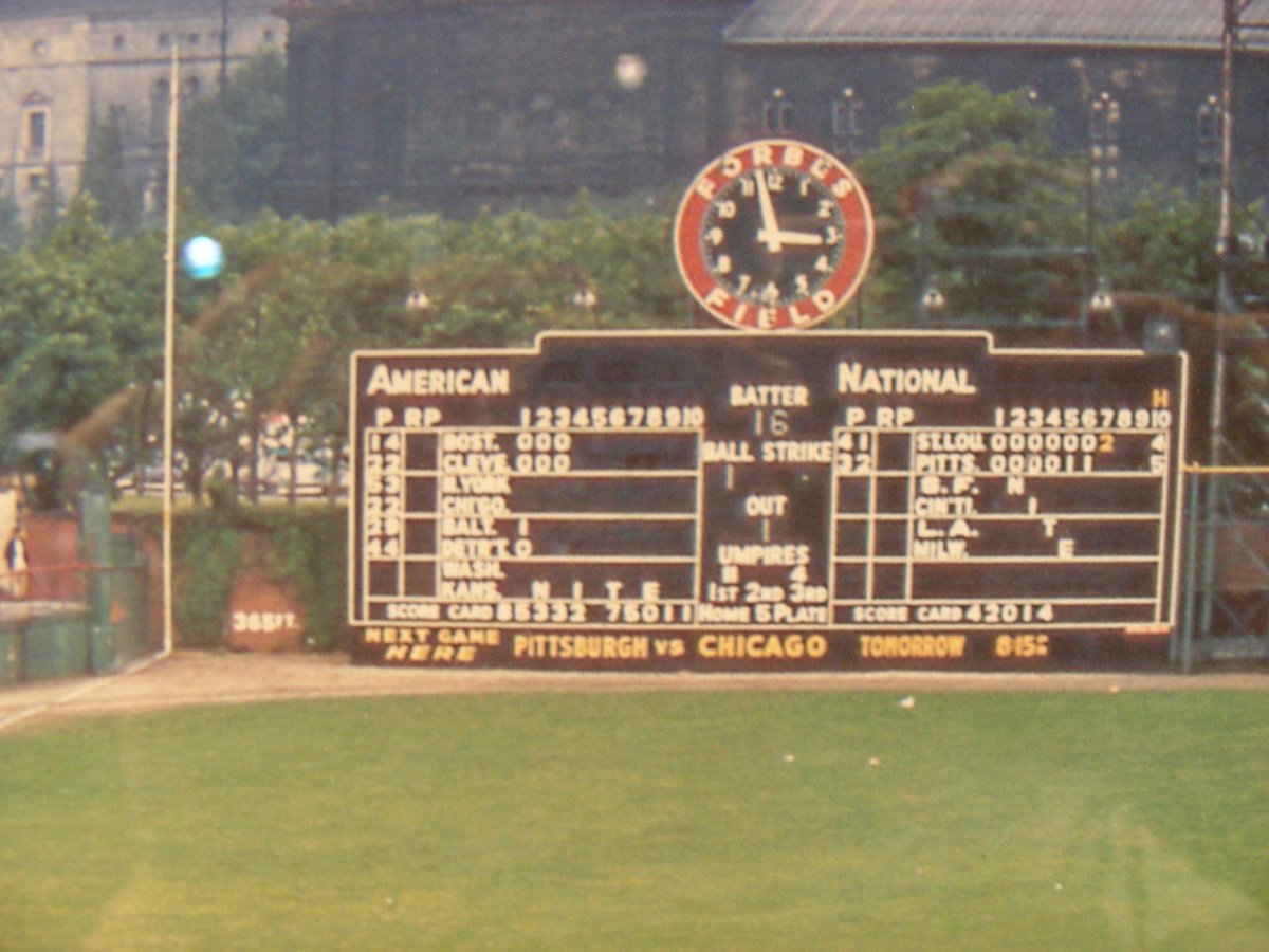 Forbes Field - LF scoreboard.