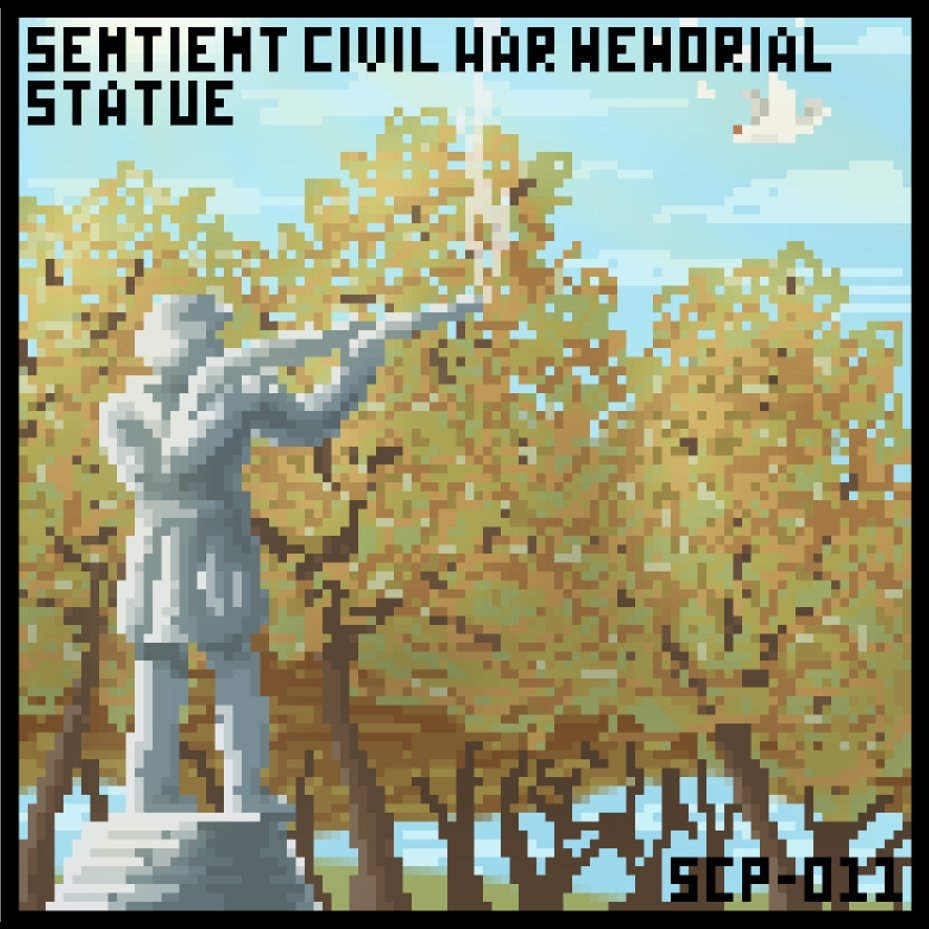 DiadaJesca's tweet photo. Here's another two <3 I'll be posting a lot of these, yes
.
#scp #SCPFoundation #scp011 #scp012 #sentientcivilwarmemorialstatue #abadcomposition #pixelart https://t.co/bcUe9CAkcl