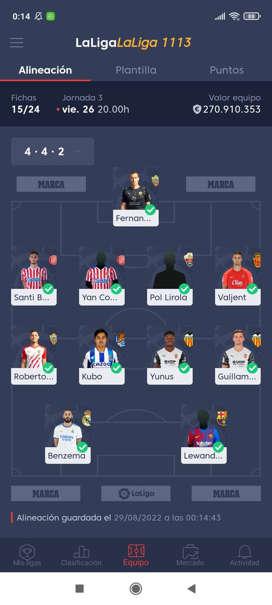josmizfantasy's tweet photo. Una vez finalizada la encuesta de #LFMtips publico los movimientos del mercado. He coincidido con el resultado y he decidido pujar con un +8 a @lewy_official y se ha venido xa mi equipo. Nadie ha pujado por @dembouz por lo que empezaré a ahorrar para ello y xa mejorar el resto 😅 https://t.co/I6ZwyWvC8g