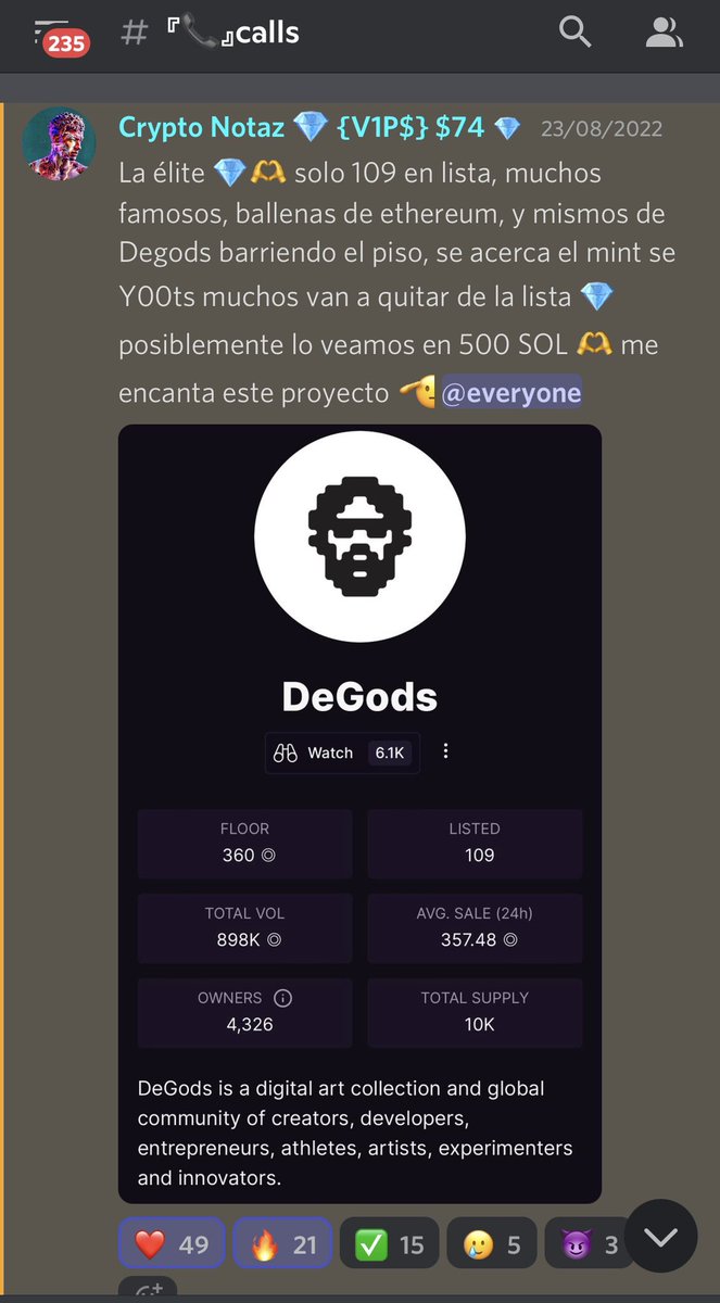 CryptoNotaz's tweet photo. Hace días nos criticaron por que dábamos puras calls de bajo costo 👀🤡 espero hayan tomado esta @V1PS_NFTs https://t.co/tajoCzNoq9