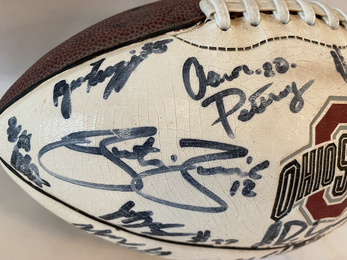 IUBobbi's tweet photo. Need a dedicated Ohio State football fan that can help me identify the school year the football was signed by team members. #ohiostate #ohiofootball #football #ohio https://t.co/nl1FdU3Lpb