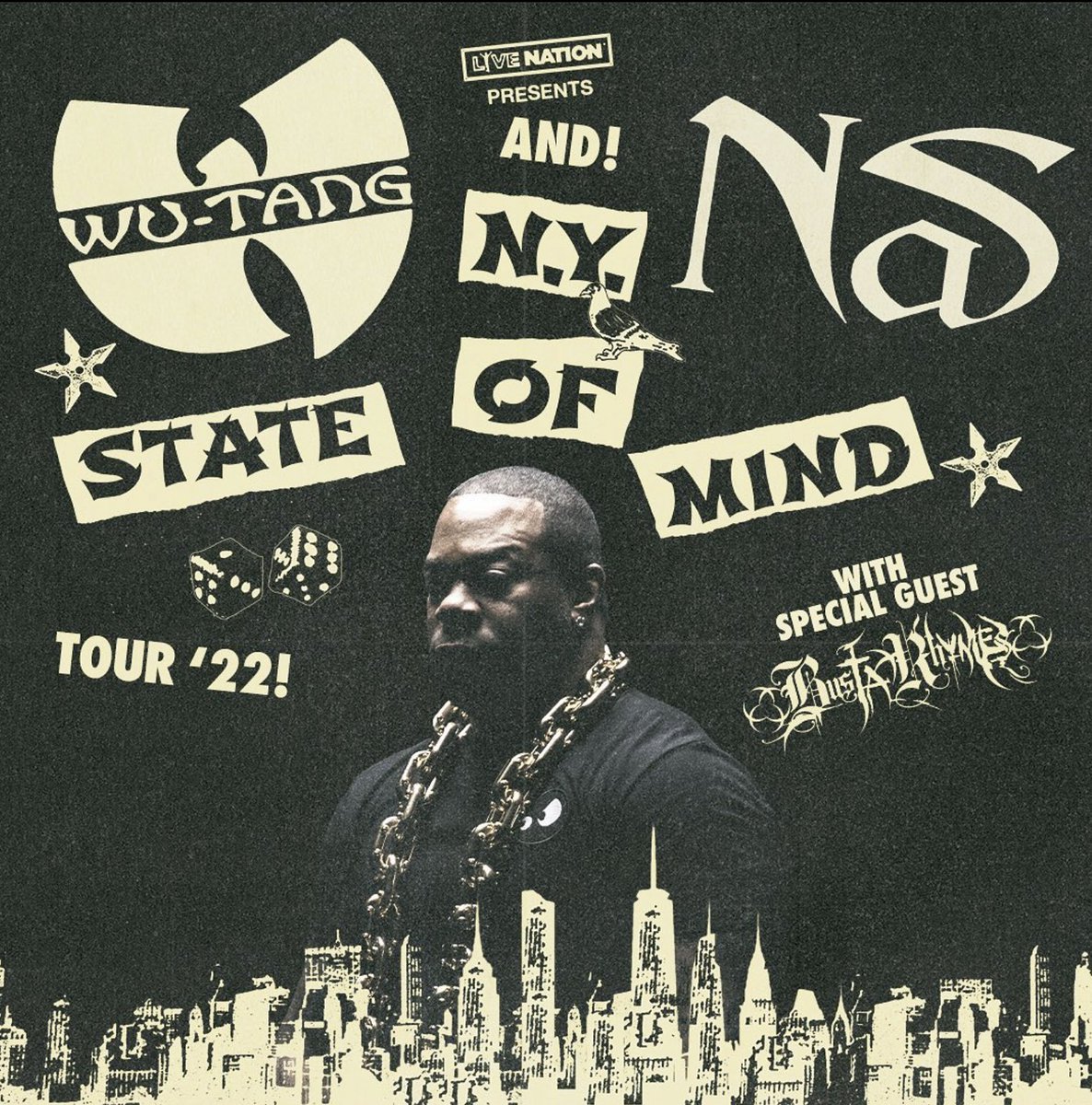 . <a href="/WuTangClan/">Wu Tang Clan</a> x <a href="/Nas/">Nasir Jones</a> x <a href="/BustaRhymes/">Busta Rhymes</a> = #NYStateofMindTour  Get your tickets while you still can.